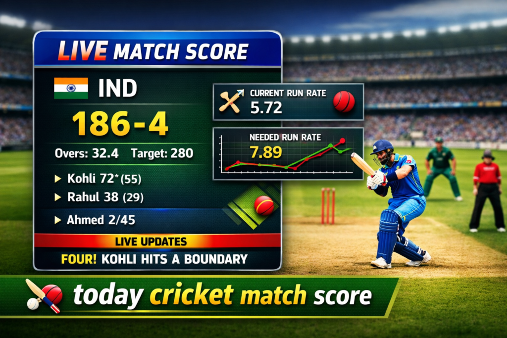 today cricket match score